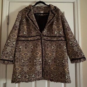 Chico's Tapestry Multicolor Brocade Jacket 3P 16/18 Petite